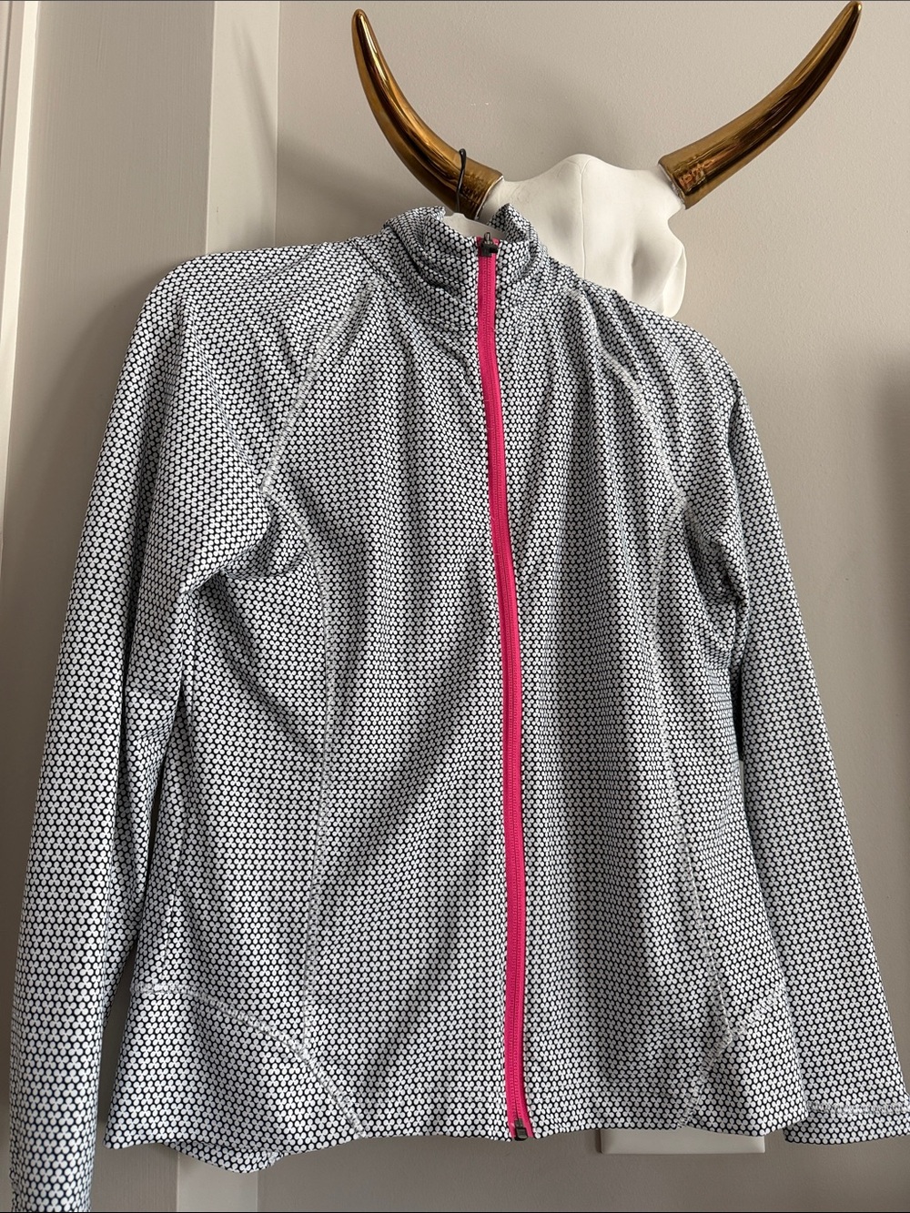 Peter Millar Women’s Printed Zip-Front Jacket with Pink Zipper